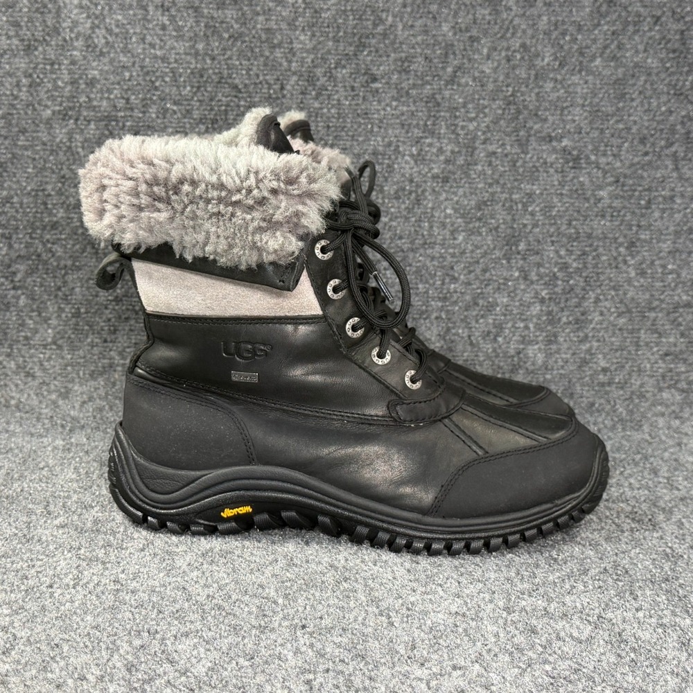 UGG Adirondack Boot II Women's 9 Black Leather Shearling Waterproof Winter Snow